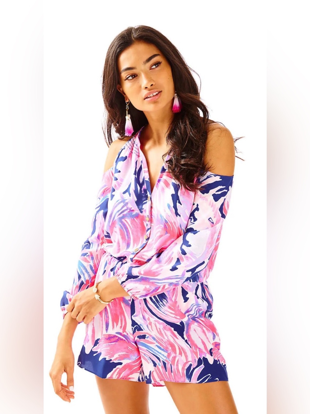 NWT Lilly Pulitzer Sunny Shoulder Elsa Silk Romper